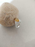 2ct Engagement Ring Pear Cut Yellow Citrine Split Shank Halo 14k White Gold Over