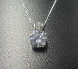 1.5ct Diamond Pendant Round Cut Brilliant Solitaire 14k White Gold Over NO CHAIN