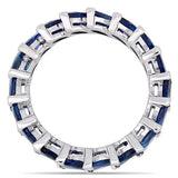 4Ct Marquise Cut Blue Sapphire Full Eternity Wedding Band 14K White Gold Finish