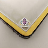 1ct Engagement Ring Marquise Cut Purple Amethyst Solitaire 14k White Gold Finish