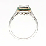 4Ct Asscher Diamond Emerald Vintage Art Deco Engagement Ring 14K Dual Gold Over