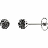 0.5ct Round Cut VVS1 Black Diamond Ball Stud Earring Women 14k White Gold Finish