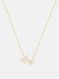 0.8ct Diamond Pendant with Chain Round Cut Dual Butterfly 14k Yellow Gold Finish