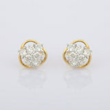 1.45ct Stud Earrings Princess Round Cut Diamond Cluster 14k Yellow Gold Finish