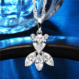 2Ct Pear Marquise Cut Diamond Leaf Design Pendant 14K White Gold Finish NO CHAIN