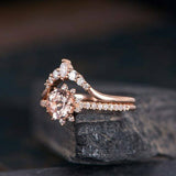 1.5ct Round Cut Peach Morganite Engagement Ring 14k Rose Gold Finish Bridal Set