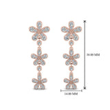 1ct Round Cut VVS1 Diamond Flower Drop Earring Women 14k White Rose Gold Finish