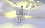 2.1ct Princess Cut Diamond Jesus Cross Shape Pendant Chain 14k White Gold Finish