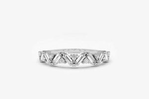 0.45ct Baguette Cut Diamond Half Eternity Stackable Band 14k White Gold Finish