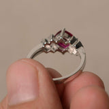 2ct Cushion Cut Pink Ruby Proposal Wedding Engagement Ring 18k White Gold Finish