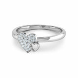 1Ct Round Cut VVS1 Diamond Dual Heart Love Engagement Ring 14K White Gold Finish