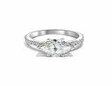 1.3ct Marquise Diamond Engagement Ring East West Solitaire 14k White Gold Finish