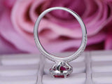 1.6ct Pear Cut Ruby Halo Engagement Ring 14k White Gold Finish with Round Accent