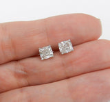 1.5ct Cushion Cut Diamond Classic Solitaire Stud Earrings 14k White Gold Finish