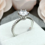 1.66ct Engagement Ring Round Cut Diamond Hidden Halo Design 14k WhiteGold Finish