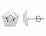 0.7ct Round Cut VVS1 Diamond Pentagon Design Stud Earrings 14k White Gold Finish