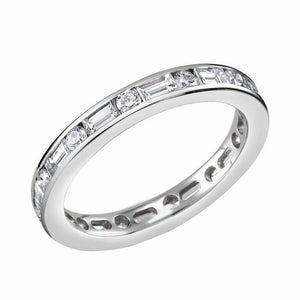 2ct Baguette Round Cut Diamond Wedding Band Full Eternity 14k White Gold Finish