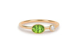 1ct Oval Green Peridot Two Stone Minimalist Engagement Ring 14k Yellow Gold Over