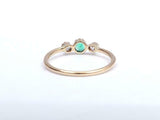 0.65ct Round Cut Green Emerald Minimalist Trilogy Ring 14k Yellow Gold Finish