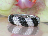 4Ct Round Cut Black & White Diamond Pave Set Wedding Band 14K White Gold Finish