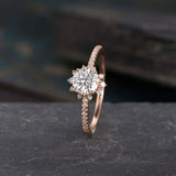 1.4ct Round Cut Diamond Engagement Ring 14k Rose Gold Finish Unique Halo Promise