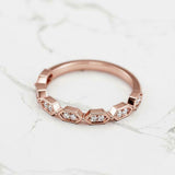 Unique Half Eternity Wedding Band 0.4ct Round Cut Diamond 14k Rose Gold Finish