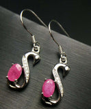 2ct Drop Earrings Oval Cut Pink Ruby Duck Swan 14k White Gold Finish