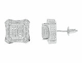 0.4ct Round Cut VVS1D Diamond Kite Octagon Stud Earrings 14k White Gold Finish