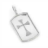 3Ct Round Cut Diamond Dog Tag Shape Cross Pendant 14K White Gold Finish NO CHAIN