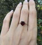 1.2ct Heart Cut Red Garnet Engagement Ring Solitaire Promise 14k White Gold Over