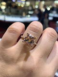 5Ct Cushion Peach Morganite Hidden Dual Halo Engagement Ring 14K Rose Gold Over