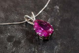 2ct Pink Ruby Pendant Pear Cut Solitaire Women 14k White Gold Finish NO CHAIN