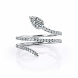 1.5ct Round Cut Diamond Engagement Ring Leaf Twist Wrap 14k White Gold Finish