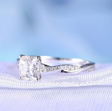 1ct Cushion Cut Diamond Engagement Ring 14k White Gold Over Twisted Wedding Band