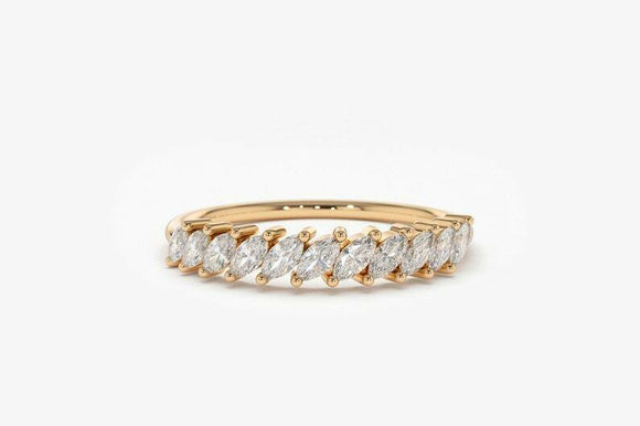 2.3ct Wedding Band Marquise Diamond Stackable Half Eternity 14k Rose Gold Finish