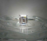 Solitaire Women Engagement Ring 2ct Emerald Cut Diamond 14k White Gold Finish