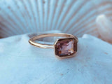 2.1ct Emerald Cut Peach Morganite Bezel Set Solitaire Ring 14k White Gold Finish