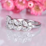 2ct Marquise Cut Diamond Engagement Ring Floral Leaf Cluster 14k White Gold Over