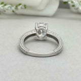 2ct Engagement Ring Oval Cut Diamond Solitaire with Accents 14k WhiteGold Finish