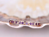 1.3ct Round Purple Amethyst Half Eternity Wedding Band Ring 18k Rose Gold Finish