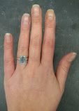 1.5ct Engagement Ring Emerald Cut Blue Aquamarine Solitaire 14k WhiteGold Finish