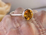 1.5ct Engagement Ring Round Cut Yellow Citrine Solitaire 14k White Gold Finish