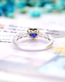 1ct Heart Cut Simulated Blue Sapphire Minimalist Ring 14k White Gold Plated