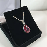 1.1ct Pear Cut Pink Ruby Solitaire Women Pendant 14k White Gold Finish NO CHAIN