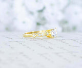 1.55ct Round Cut Diamond Engagement Ring Milgrain Vintage 14k Yellow Gold Finish