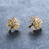 1.3ct Round Cut Diamond Tree Branch Style Stud Earrings 14k Yellow Gold Finish