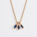 0.2ct Marquise Cut Blue Sapphire Pendant Leaf Petal Minimalist 14k RoseGold Over