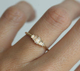 1.2ct Baguette Cut Diamond Engagement Ring 14k YellowGold Finish Five Stone Step