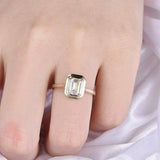 1ct Emerald Cut VVS1D Diamond Solitaire Engagement Ring 14k Yellow Gold Finish