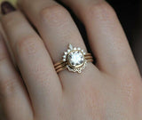 1ct Cushion Cut Diamond Engagement Ring 14k Yellow Gold Finish Unique Trio Set